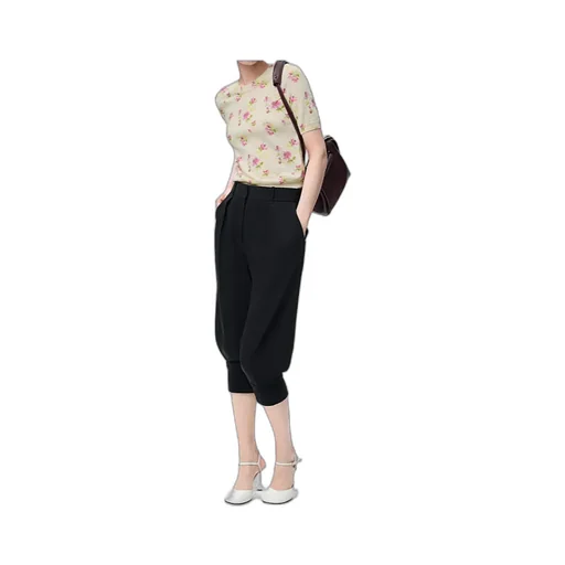 Loewe Floral Print Knit Short-Sleeve Top