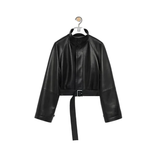 Long-Sleeved Leather Jacket