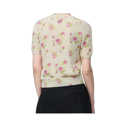 Loewe Floral Print Knit Short-Sleeve Top
