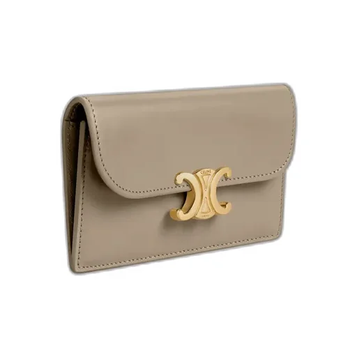 Long Card Holder With Flap Triomphe In Shiny Calfskin