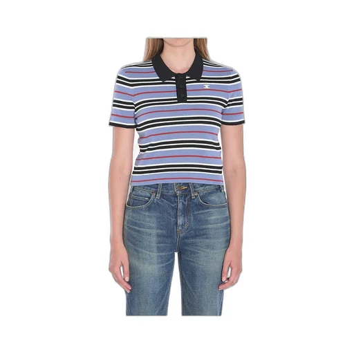 Cropped Polo In Striped Cotton