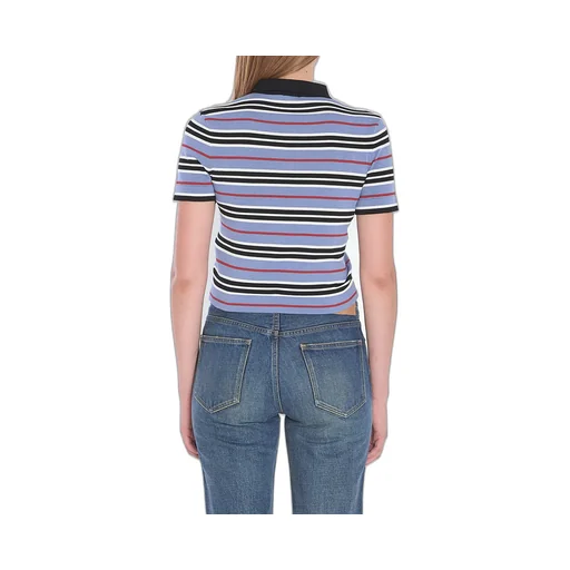 Cropped Polo In Striped Cotton