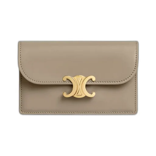 Long Card Holder With Flap Triomphe In Shiny Calfskin