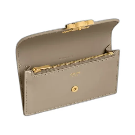 Long Card Holder With Flap Triomphe In Shiny Calfskin