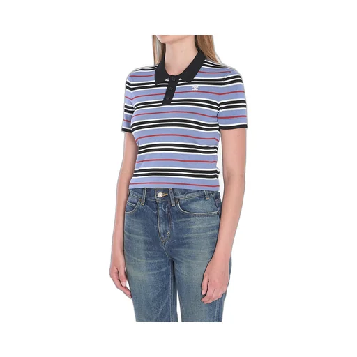 Cropped Polo In Striped Cotton