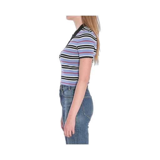 Cropped Polo In Striped Cotton
