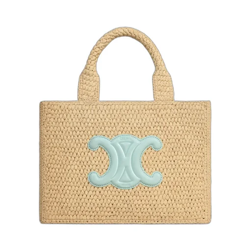 Small Cabas Thais In Raffia And Calfskin
