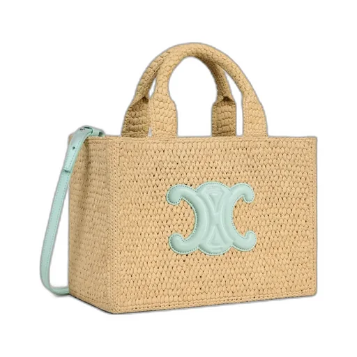 Small Cabas Thais In Raffia And Calfskin