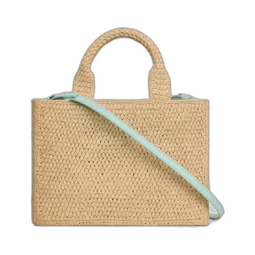 Small Cabas Thais In Raffia And Calfskin