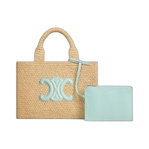 Small Cabas Thais In Raffia And Calfskin