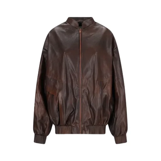 Magda Butrym Leather Zipped Bomber Jacket