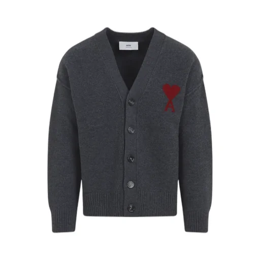Ami Paris Ami De Coeur V-Neck Cardigan