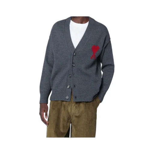 Ami Paris Ami De Coeur V-Neck Cardigan