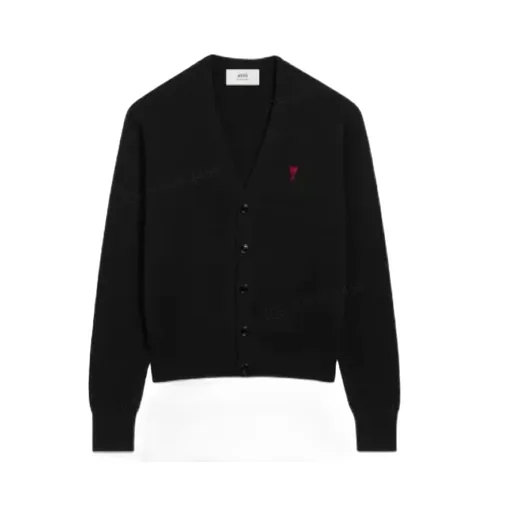 Ami Paris Logo Embroidered V-Neck Cardigan