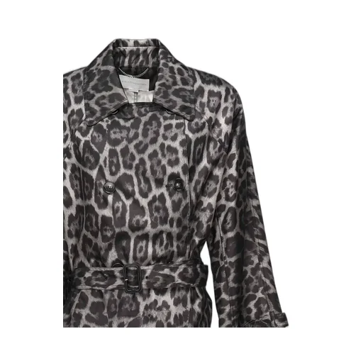 Beltd Trench Coat With Leopard Print