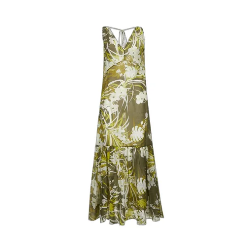 Max Mara Studio Acca Floral Printed V-Neck Dress
