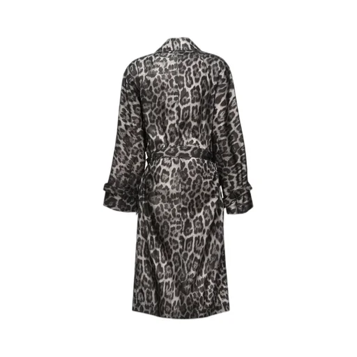 Beltd Trench Coat With Leopard Print