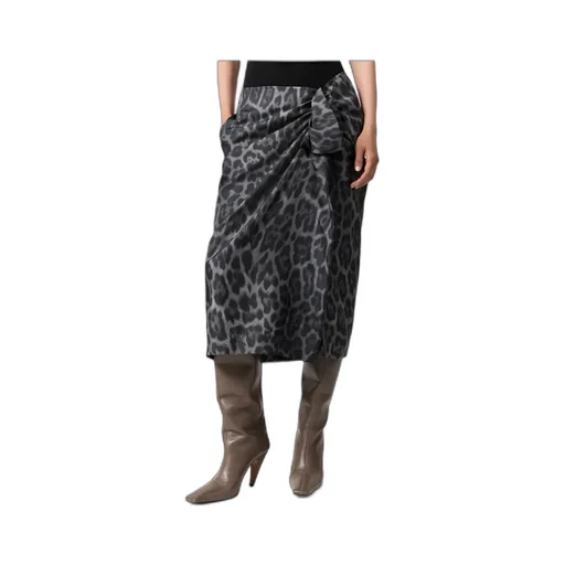 Stella Mccartney Knotted Asymmetric Leopard Midi Skirt