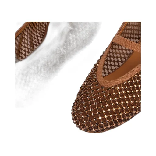 Le Silla Gilda Crystal Mesh Flat Shoes