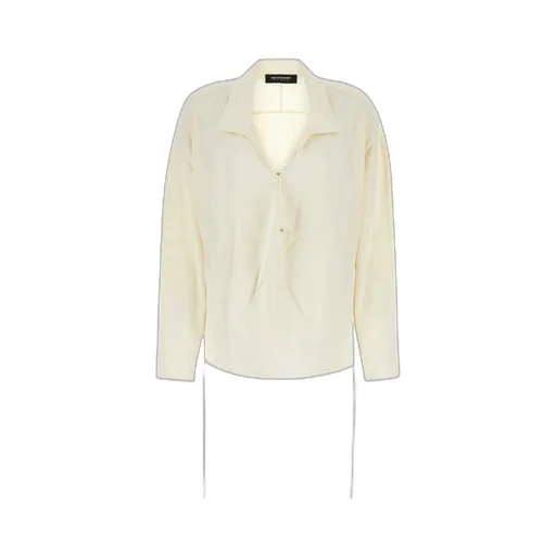 Kiko Kostadinov Long-Sleeved V-Neck Drawstring Blouse