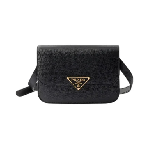Saffiano Leather Flap Shoulder Bag
