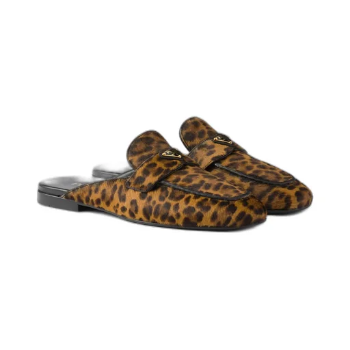Leopard-Print Leather Mules