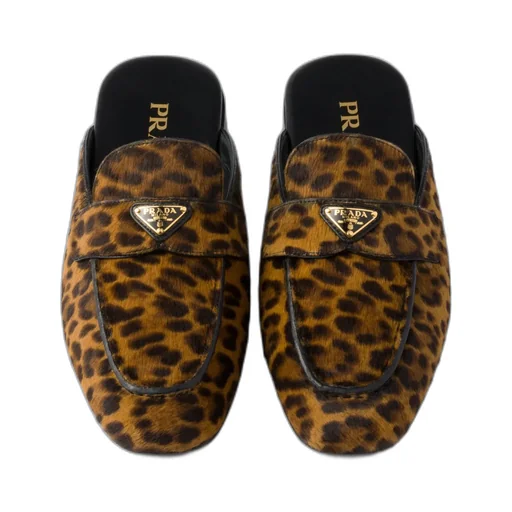 Leopard-Print Leather Mules