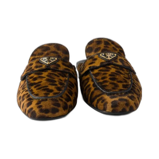 Leopard-Print Leather Mules