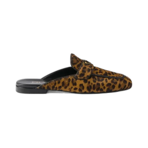 Leopard-Print Leather Mules