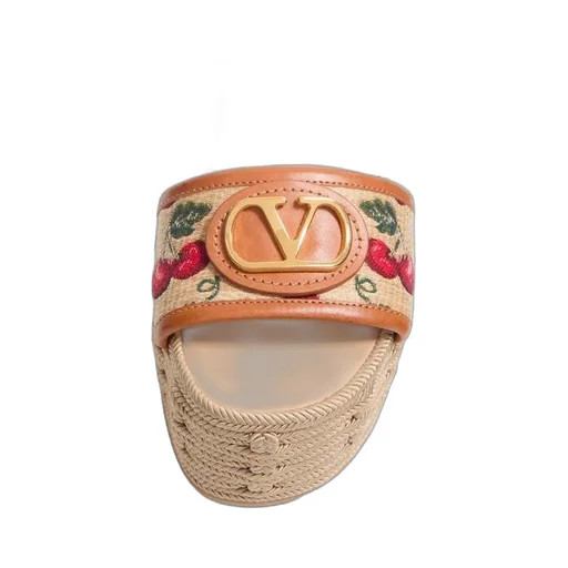 Valentino Vlogo Signature Cherryfic-Printed Open Toe Sandals