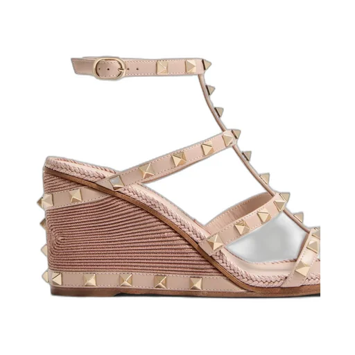 Valentino Rockstud Wedge Sandals