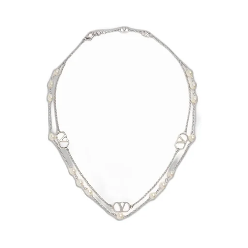 Vlogo Signature Metal Necklace With Swarovski® Pearls