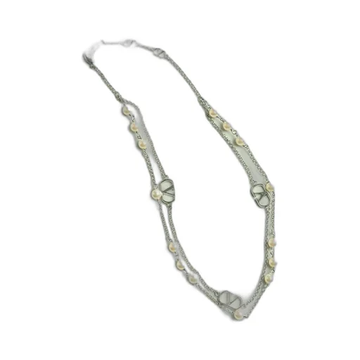 Vlogo Signature Metal Necklace With Swarovski® Pearls