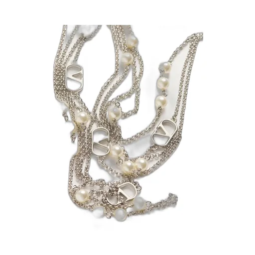 Vlogo Signature Metal Necklace With Swarovski® Pearls