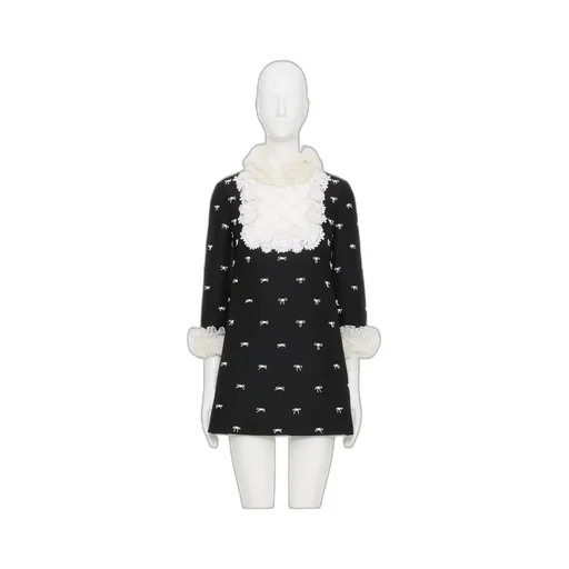 Embroidered Crepe Couture Short Dress