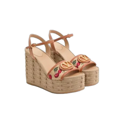 Valentino Vlogo Signature Cherryfic-Printed Open Toe Sandals
