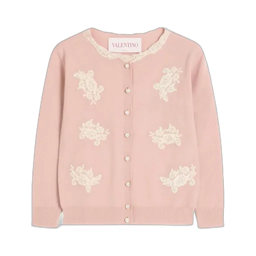 Embroidered Cardigan With Lace Inserts
