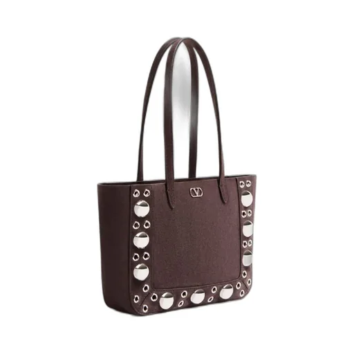 Valentino Vlogo Plaque Eyelet Detailed Tote Bag