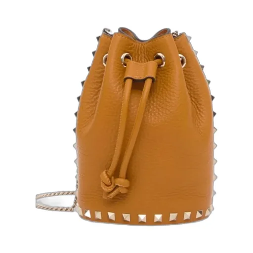Mini Rockstud Bucket Bag In Grainy Calfskin