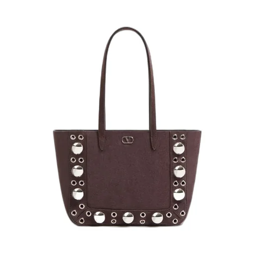 Valentino Vlogo Plaque Eyelet Detailed Tote Bag