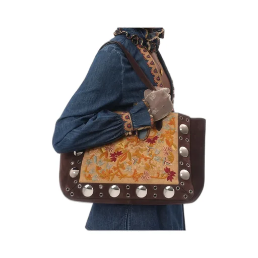 Valentino Vlogo Plaque Floral Embroidered Tote Bag