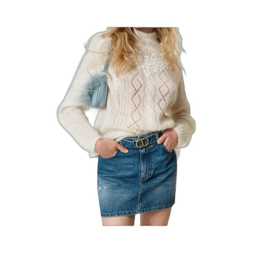 Logo-Plaque Denim Skirt
