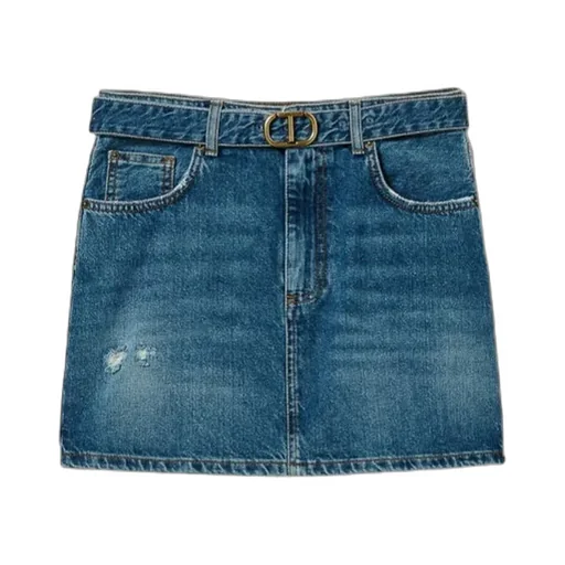 Logo-Plaque Denim Skirt