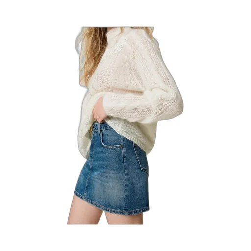 Logo-Plaque Denim Skirt