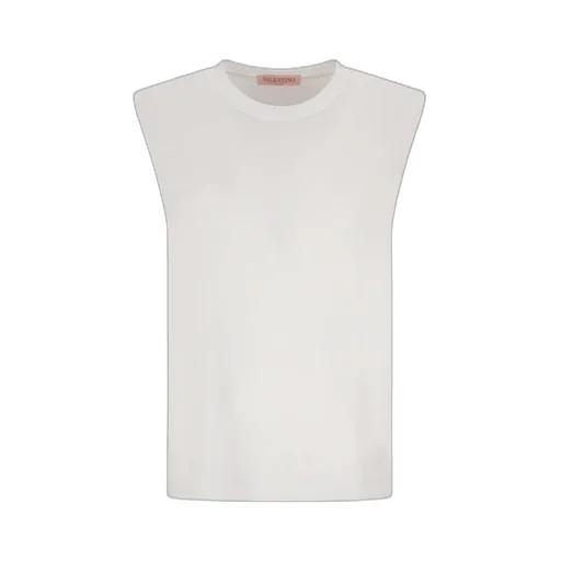 Padded-Shoulder Cotton Top