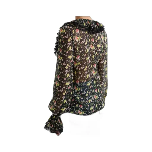 Ruffled Printed Silk Shirt