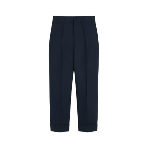 Straight-Fit Linen Canvas Trousers