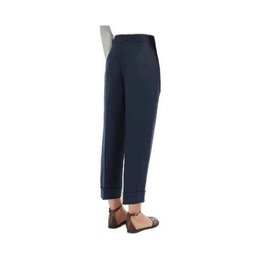 Straight-Fit Linen Canvas Trousers
