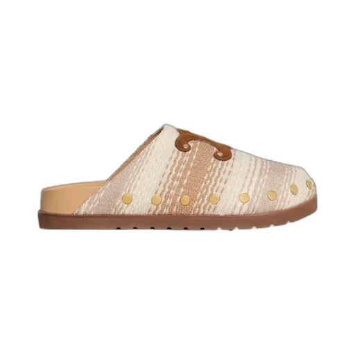 Celine Pitea Clog In Striped Cotton Textile