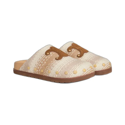 Celine Pitea Clog In Striped Cotton Textile